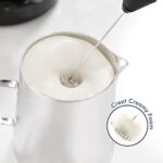 Powerful Milk Frother Wand – Mini Handheld Milk Frother with Stainless Steel Whisk – Battery-Powered Drink Mixer for Coffee, Lattes, Cappuccinos, Matcha – Coffee Enthusiasts Gift – Black