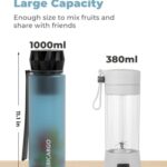 MERICARGO Portable Blender 32oz Large Capacity, Mini Blender for Shakes and Smoothies, Personal Blender with Rechargeable USB, Fresh Juice Blender with BPA Free Tritan Water Bottle, Blue