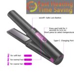 Hair Straightener Curler 2 in 1 (Upgraded), Cordless Portable Flat Iron Ceramic 8 Inch, Anti-Scald 3-Level Adjust Temp Travel Mini Hair Straightener,Heats Up Fast, Rechargeable with Type-C (Grey)
