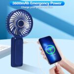 LIEWET Handheld Fan,Portable Fan,Neck Fan,4000mAh Rechargeable,180° Adjustable,3 Speeds,Quiet Fan with 8-16h Working Time,Super Wind, Fan with Power Bank, Mobile Phone Holder Blue