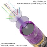 ALONEFIRE SV62 Mini 3W UV Flashlight 365nm Portable Ultraviolet Black Light Very Small for Minerals, Pet Urine Detector, Money Detection with AAA Battery