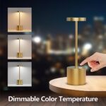 Coinmit LED Gold Cordless Table Lamp, 2 Pack Rechargeable Table Lamps, 5500mAh Battery Operated Portable Table Light, Stepless Dimming Table Light for Restaurant/Indoor/Outdoor
