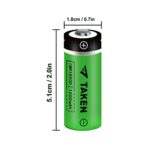 Taken 18500 Rechargeable Batteries, IMR 18500 1500mAh 3.7V Li-ion Rechargeable Battery with Button Top – 4 Pack