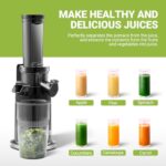 Cold Press Juicer, Aobosi Mini Masticating Juicer Machines Easy to Clean Slow Juicer Compact Juice Machine with High Juice Yield, Cleaning Brush Included, BPA-Free, Black