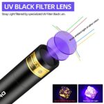 DARKBEAM UV Flashlight 365nm Wood’s lamp V4 USB Rechargeable Portable Blacklight LED Ultraviolet Light Mini, Detector for Pet Urine – Stains, Flurescent Material, Money, Amber Detection