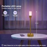 Cordless Table Lamp, Rechargable Battery Operated Lamp, Dimming RGB LED Night Light Up to 48 Hours Usage, Portable Desk Candle Lamp Ambient Light for Dinner/Bar/Restaurant/Bedroom/Patio Outdoor(Gold)