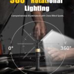 HOTLIGH Rechargeable Work Light – 5000mAh Magnetic Work Light with 360° Rotate Foldable Design, 1200 Lumens Led Work Light, 3 Lighting Modes Mechanic Light for Car Repairing/Emergency
