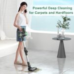 PRETTYCARELIFE Cordless Stick Vacuum Cleaner, Powerful Rechargeable Wireless Vacuum Cleaner for Home 6 in 1 with LED Display, Self-Standing and 180° Bendable Wand, for Carpet and Hard Floor Pet Hair
