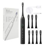 Nsxcdh Electric Toothbrush Rechargeable Portable Travel Electric Toothbrush with 8 Brush Heads & 6-Speed Smart Timer, IPX7 Waterproof, Fast Charge Teeth Cleaning Tool for Adults & Kids