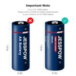JESSPOW 18500 Rechargeable Solar Batteries 3.2V?LiFePO4 Lithium 3.2 Volt 1000mAh Battery for Outdoor Lights Flashlight, Garden Solar Light Batteries, 4 Pack (Not AA Battery)