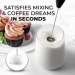 Zulay Kitchen Powerful Milk Frother Wand With 2 Duracell Batteries – Ultra Fast Handheld Drink Mixer – Electric Whisk Foam Maker for Coffee, Lattes, Cappuccino, Matcha, Hot Chocolate & Creamer – Black