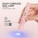 GAOY Handheld UV Light for Gel Nails, Mini Nail Light, Portable LED Nail Lamp, Cordless Rechargeable USB Nail Dryer for Fast Curing, Pen Lamp Pink