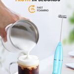 Vewaci Milk Frother Handheld, Stepless Speed Electric Milk Foamer for Coffee, Type-C Rechargeable Portable Drink Mixer for Cappuccino/Latte/Frappe/Hot Chocolate/Protein Powder/Matcha (Sky Blue)