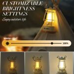 Tresda Camping Lantern Rechargeable, 370LM Dimmable LED Vintage Battery Powered Lanterns, Waterproof LED Retro Camping Lights for Camping, Power Outages, Hurricane, Outdoors, Home Décor