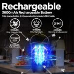 2-Pack Rechargeable Bug Zapper Outdoor Cordless with Led Light, Working 9 Hours, Portable 4000v Uv Blue Light Electric Mosquito Zapper Gnat Light, Insect Killer Fly Trap, Get Rid of Gnat Infestation
