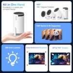 Magcubic HY300PRO Auto Keystone Mini Portable Projector, 4K/260 ANSI Smart Projector with WiFi 6 BT Air Remote, Screen Adjustment, 180 Degree Rotation, Home Video Projector Built-in Android 11.0 OS