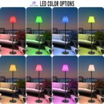 Solar Floor Lamp Indoor&Outdoor Lamps for Patio Waterproof,USB Rechargeable Cordless Floor Lamp with Light Sensor,Brightness Dimmable RGB Colorful LED Solar Light,Height Adjustable,for Lawn,Yard