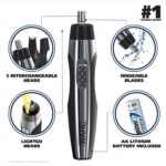 Wahl Lithium Battery Powered Lighted Ear, Nose, & Brow Trimmer – Painless Eyebrow & Facial Hair Detail Personal Trimmer – Model 5546-400