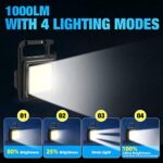 WITOROR COB Small Flashlights 1000 Lumens Rechargeable Waterproof Portable Led Work Light Keychain 4 Light Modes Mini COB Working Lights with Collapsible Bracket and Strong Magnet(2 Pack)