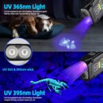 DARKBEAM UV Flashlight 365+395 Blacklight, LED EDC Flashlights high Lumen USB C Rechargeable Woods Lamp, Mini Magnetic COB Red Light – Emergency Power – Urine, Scorpion Detector, Cure Resin