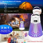 Bug Zapper Outdoor and Indoor – Rechargeable Mosquito and Fly Killer,USB LED Light Trap Portable Cordless Electric Mosquito Zappers Killer Lamp, Insect Killer for Home Backyard Camping Patio – White