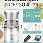 Citrus Juicer Machines Rechargeable – Portable Juicer with USB and Cleaning Brush for Orange, Lemon, Grapefruit