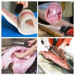 VLOXO Cordless Electric Fillet Knife, Rechargeable Fish Fillet Knife with 4 Ti-Nitride S.S. Coated Non-Stick Reciprocating Blades Cooling Hole Non-Slip Grip Handle Electric Knife for Fishing