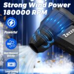 Zezzofan Compressed Air Duster,180000RPM Mini Electric Air Duster,Powerful Blower High Speed Duct Fan,3 Adjustable Rechargeable Cordless Air Broom for Keyboards Home Outdoor Dust Rain Snow Removal