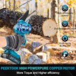 Mini Chainsaw Cordless 6Inch, Peektook Chain Saw Electric Chainsaw Battery Chainsaw with 2 2.0Amh Battery & 2 Chains, Small Chainsaw Electric Saw with Strong Motor for Tree Trimming, branches cutting