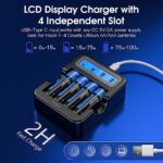 Rechargeable Batteries AA with LCD Charger,Hixon 8x3500mWh AA Rechargeable Lithium Batteries,Constant 1.5V Output,1600Cycles,Fits for Blink Camera VR/Xbox Gaming Controller.
