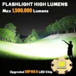 Rechargeable Flashlights 1500000 High Lumens,Super Bright LED Flashlight,Tactical Powerful Waterproof Handheld Flashlights with Zoomable 6 Modes,Output Funtion & 24H Long Life for Emergencies Camping