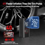 Tire Inflator Portable Air Compressor – Cordless Air Pump for Car Tires – 150PSI &10000 mAh Battery Portable Tire Inflator for Car with Pressure Gauge, Mini Tire Pump for Bike, Motorcycle, Ball