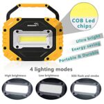 sunzone Portable LED Work Light, COB Flood Lights, Job Site Lighting, Super Bright Waterproof for Outdoor Camping Hiking Car Repairing Fishing Workshop Battery Included with Emergency SOS Model