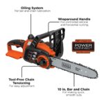 BLACK+DECKER 20V MAX Cordless Chainsaw Kit, 10 inch, Battery and Charger Included (LCS1020)