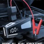Car Battery Jump Starter 5000A 12V Safe Jump Box, Battery Jumper Starter Portable (All Gas/10.0L Diesel), Car Jump Starter Battery Pack with Extended Jumper Cables, Fast Charge, Lights