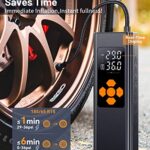 Pumteck Tire Inflator Portable Air Compressor: 150PSI Tire Pump with Dual Power Included 7800mAh Battery & 12v DC Adapter – Electric Wheel Pump with LED Digital Display for Car Motorcycle Bike Ball