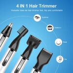 Ginity Ear and Nose Hair Trimmer for Men,Professional USB Rechargeable Nostril Nasal Hair Vacuum Cleaning System,4 in 1 Lightweight Waterproof Hair and Beard Clippers for Women (White)