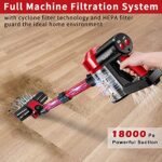 iwoly Cordless Vacuum Cleaner Rechargeable with 2200mAh Detachable Battery, 18000Pa Cyclone Vacuum with HEPA Filter, Lightweight Portable Handheld Stick Vacuum for Hard Floor Car Cleaning