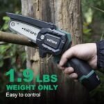 YHYXPO Mini-Chainsaw-Cordless 4-Inch, Mini Electric Chainsaw Cordless with Battery 12V 1.5AH 1Pack, Small Chainsaw Battery Powered for Wood Cutting Tree Trimming (Green)