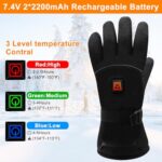 Spring Heated Gloves,Electric Rechargeable Battery Power Waterproof Touchscreen Heated Gloves for Men Women, 3 Heating Temperature Adjustable Thermal Gloves for Skiing Hunting Fishing Camping Cycling