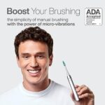 Aquasonic Icon Rechargeable Toothbrush | Magnetic Holder & Slim Travel Case | 2 Brushing Modes & Smart Timers | Modern & Convenient (Stone)