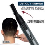 Wahl Micro Groomsman Battery Personal Trimmer & Detailer for Hygienic Grooming with Rinseable, Interchangeable Heads for Eyebrows, Neckline, Nose, Ears, & Other Detailing – 05640-600