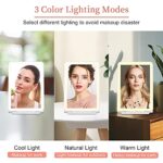 FUNTOUCH Rechargeable Travel Makeup Vanity Mirror with 72 Led Lights, Portable Lighted Makeup Beauty Mirror, 3 Color Lighting, Dimmable Touch Screen, Tabletop LED Folding Cosmetic Mirror with Lights