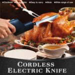 Fstcrt cordless electric knife, Electric turkey knife, Portable rechargeable lithium electric knife with safety lock, Used for carving meat, steak, ham, fish, poultry, bread, vegetables, handmade