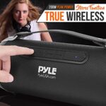 Pyle Wireless Portable Bluetooth Boombox Speaker – 200 Watt Rechargeable Boom Box Speaker Portable Music Barrel Loud Stereo System With AUX Input, MP3/USB/SD Port, Fm Radio, 4″ Tweeter – PBMSPG1BK