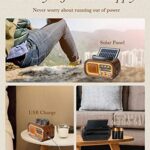 ?2023 Newest? PRUNUS J-150 Small Retro Vintage Radio Bluetooth, Portable Radio AM FM Transistor with Best Sound, Solar/Battery Operated Radio/Rechargeable Radio, TWS, Support TF Card/USB Playing