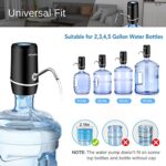 Water Pump for 5 Gallon Bottle, USB Charging Automatic Water Dispenser with Rechargeable Battery, Portable Electric Drinking Water Jug Pump for Home, Kitchen, Living Room, Office, Camping – Black