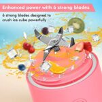 Portable Blender Personal Size, Cordless Blender for Shakes and Smoothies, 20Oz USB Rechargeable Juicer Blender Cup Mixer with 6 Blades for Kitchen/Home/Travel
