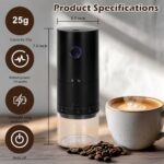 Coffee bean grinder with 38 adjustable grind settings, 1500 mAh rechargeable convenient coffee grinder, an ideal companion for home, travel and office