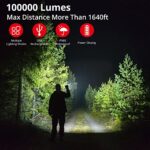 MeliInma Super Bright Flashlight 100000 Lumen for Indoor Outdoor Lighting, Rechargeable Torch LED, High Power Handheld Flash Light for Emergency Camping Gift, IP65 Waterproof, Zoomable